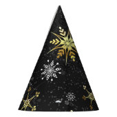 Goldene Schneeflocken auf schwarzem Hintergrund Partyhütchen (Links)
