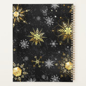 Goldene Schneeflocken auf schwarzem Hintergrund Planer (Rückseite)