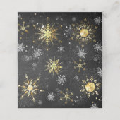 Goldene Schneeflocken auf schwarzem Hintergrund Platzkarte (Außenseite Aufgefaltet)