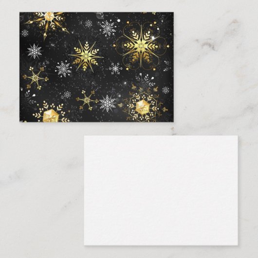 Goldene Schneeflocken auf schwarzem Hintergrund Platzkarte (Vorne/Hinten)