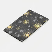 Goldene Schneeflocken auf schwarzem Hintergrund Post-it Klebezettel (angewinkelt)