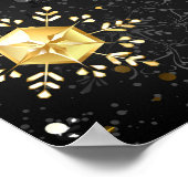 Goldene Schneeflocken auf schwarzem Hintergrund Poster (Ecke)