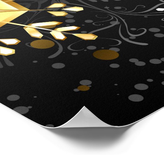 Goldene Schneeflocken auf schwarzem Hintergrund Poster (Ecke)