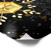 Goldene Schneeflocken auf schwarzem Hintergrund Poster (Ecke)