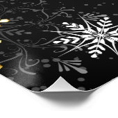 Goldene Schneeflocken auf schwarzem Hintergrund Poster (Ecke)