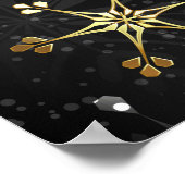 Goldene Schneeflocken auf schwarzem Hintergrund Poster (Ecke)
