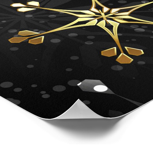Goldene Schneeflocken auf schwarzem Hintergrund Poster (Ecke)