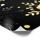 Goldene Schneeflocken auf schwarzem Hintergrund Poster (Ecke)