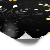 Goldene Schneeflocken auf schwarzem Hintergrund Poster (Ecke)