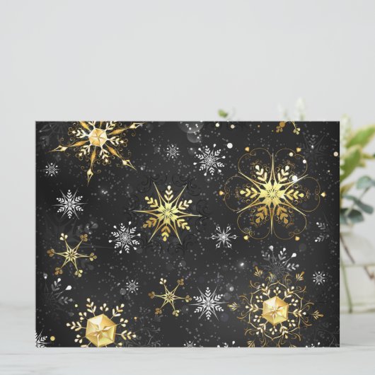 Goldene Schneeflocken auf schwarzem Hintergrund Programm (Stehend Vorderseite)