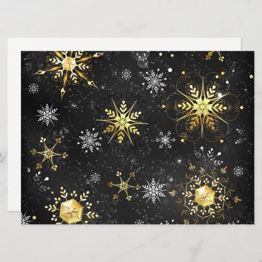 Goldene Schneeflocken auf schwarzem Hintergrund Programm (Vorne/Hinten)