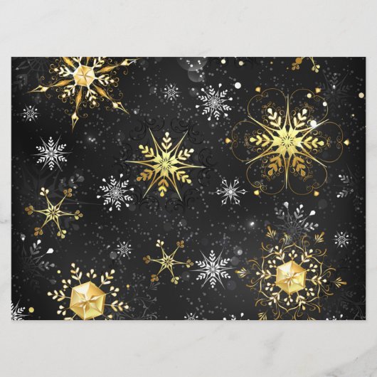 Goldene Schneeflocken auf schwarzem Hintergrund Programm (Vorderseite)