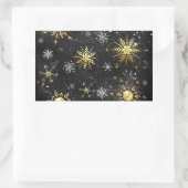 Goldene Schneeflocken auf schwarzem Hintergrund Rechteckiger Aufkleber (Tasche)