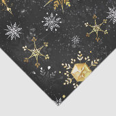 Goldene Schneeflocken auf schwarzem Hintergrund Seidenpapier (Ausschnitt)