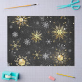 Goldene Schneeflocken auf schwarzem Hintergrund Seidenpapier (Basteln)