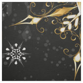 Goldene Schneeflocken auf schwarzem Hintergrund Stoff (Muster)