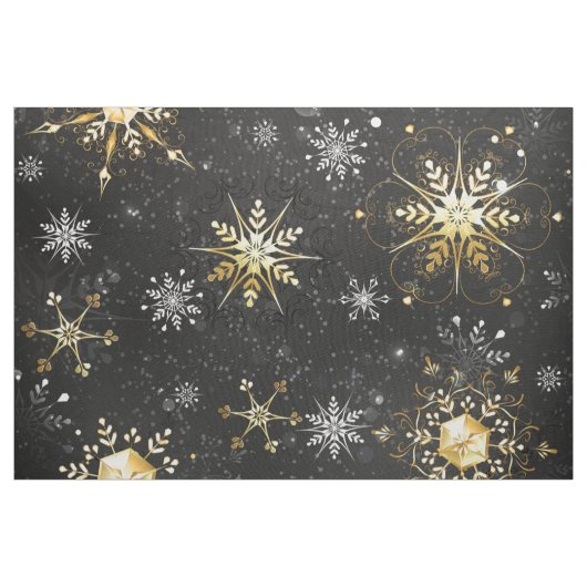 Goldene Schneeflocken auf schwarzem Hintergrund Stoff (Yard (91,4 cm))