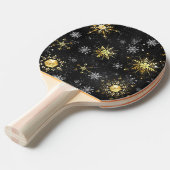 Goldene Schneeflocken auf schwarzem Hintergrund Tischtennis Schläger (Vorderseite)