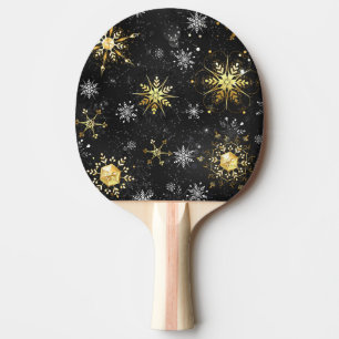 Goldene Schneeflocken auf schwarzem Hintergrund Tischtennis Schläger