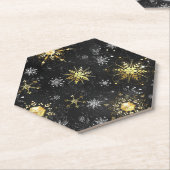 Goldene Schneeflocken auf schwarzem Hintergrund Untersetzer (angewinkelt)