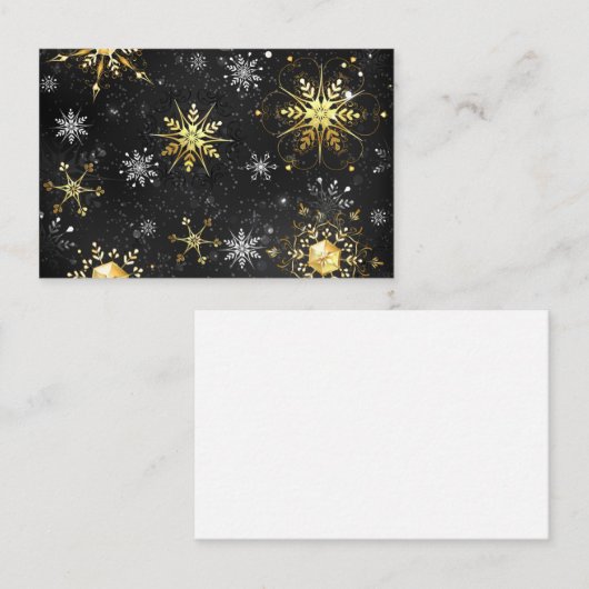 Goldene Schneeflocken auf schwarzem Hintergrund Visitenkarte (Vorne/Hinten)