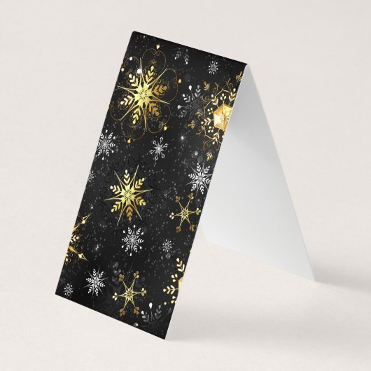 Goldene Schneeflocken auf schwarzem Hintergrund Visitenkarten (Rückseite)