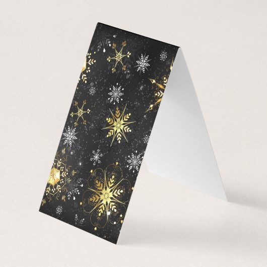 Goldene Schneeflocken auf schwarzem Hintergrund Visitenkarten (Vorderseite)