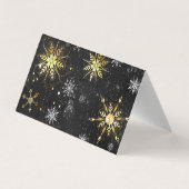 Goldene Schneeflocken auf schwarzem Hintergrund Visitenkarten (Rückseite)