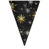 Goldene Schneeflocken auf schwarzem Hintergrund Wimpelkette (Zweite Fahne)