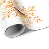 Goldene Schneeflocken auf weißem Papier Geschenkpapier (Rolleneckpunkt)