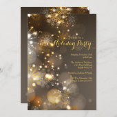 Goldene Schneeflocken & Bokeh Lights - Einladung (Vorne/Hinten)