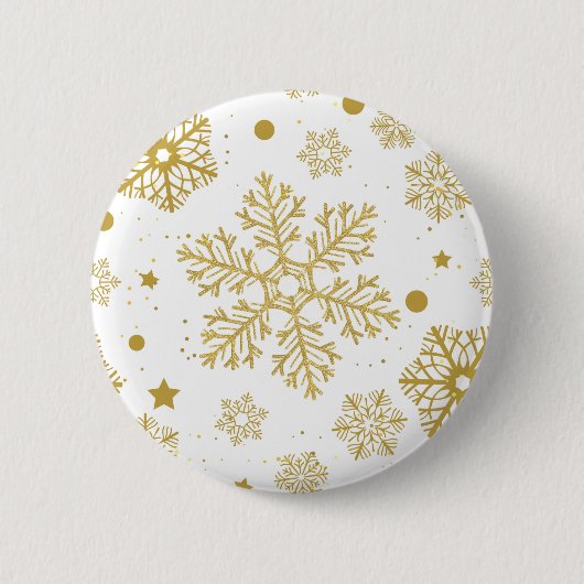Goldene Schneeflocken Button (Vorderseite)
