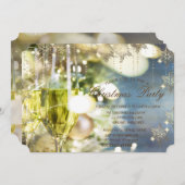 Goldene Schneeflocken Champagner , Weihnachten im  Einladung (Vorne/Hinten)