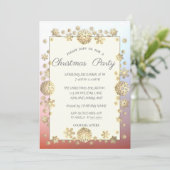 Goldene Schneeflocken, Corporate Christmas Party g Einladung (Stehend Vorderseite)