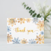 Goldene Schneeflocken Dankeskarte (Stehend Vorderseite)