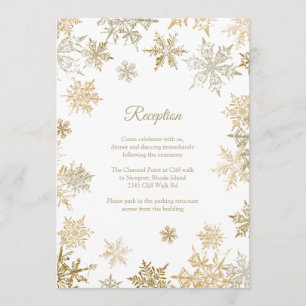 Goldene Schneeflocken Eleganter Winter Hochzeit Em Einladung