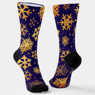 Goldene Schneeflocken-Eleganz – Weihnachtscrew Soc Socken