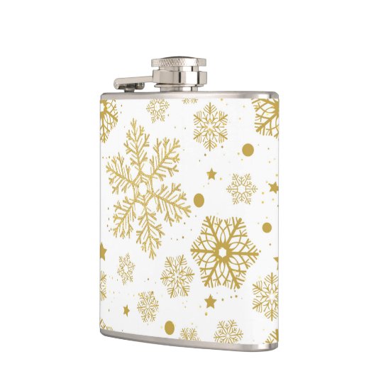 Goldene Schneeflocken Flachmann (Links)