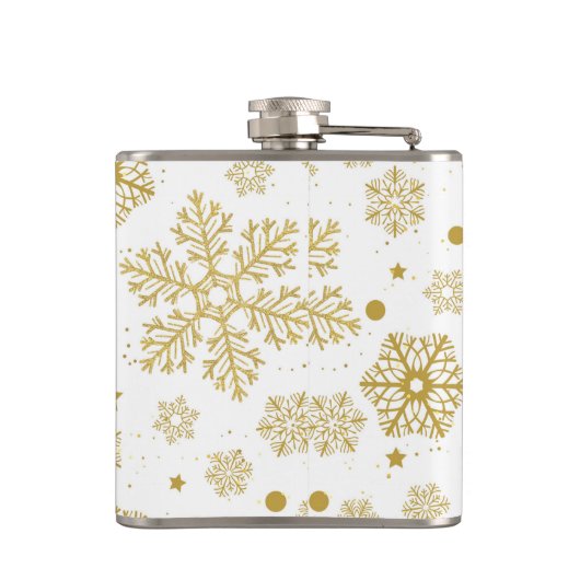 Goldene Schneeflocken Flachmann (Rückseite)