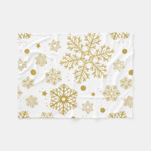 Goldene Schneeflocken Fleecedecke (Vorderseite (Horizontal))