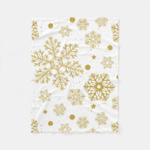 Goldene Schneeflocken Fleecedecke