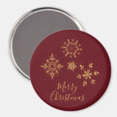 Goldene Schneeflocken Frohe Weihnachten Magnet (Vorderseite/Rückseite)