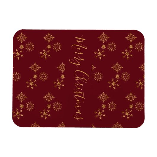 Goldene Schneeflocken Frohe Weihnachten Magnet (Horizontal)