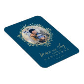 Goldene Schneeflocken Frohe Weihnachten Runde Fami Magnet (Rechte Seite)