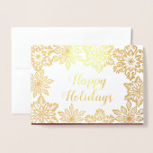 Goldene Schneeflocken Frohes Foto Weihnachten Folienkarte (Vorderseite mit Umschlag)