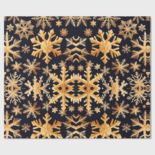 Goldene Schneeflocken Geschenkpapier (Flach)