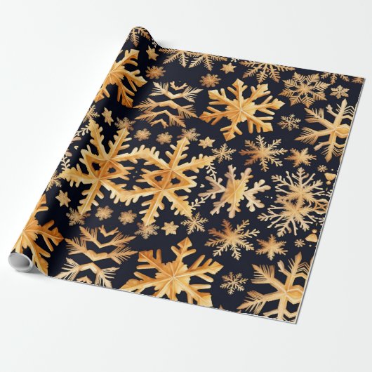 Goldene Schneeflocken Geschenkpapier (Ungerollt)