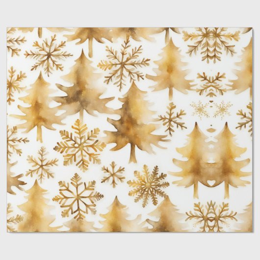 Goldene Schneeflocken Geschenkpapier (Flach)