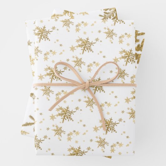 Goldene Schneeflocken Geschenkpapier Set (Beispiel)