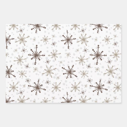 Goldene Schneeflocken Geschenkpapier Set (Vorderseite)